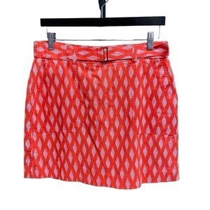 Banana Republic Red & White Geometric Linen Blend Mini Skirt Size Small NWT